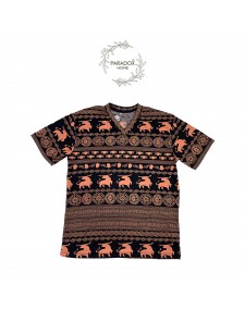 เสื้อคอวีนาโนลายควายวิถีไทย