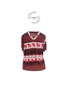 เสื้อส้มคอวีนาโน ลายควายวิถีไทย