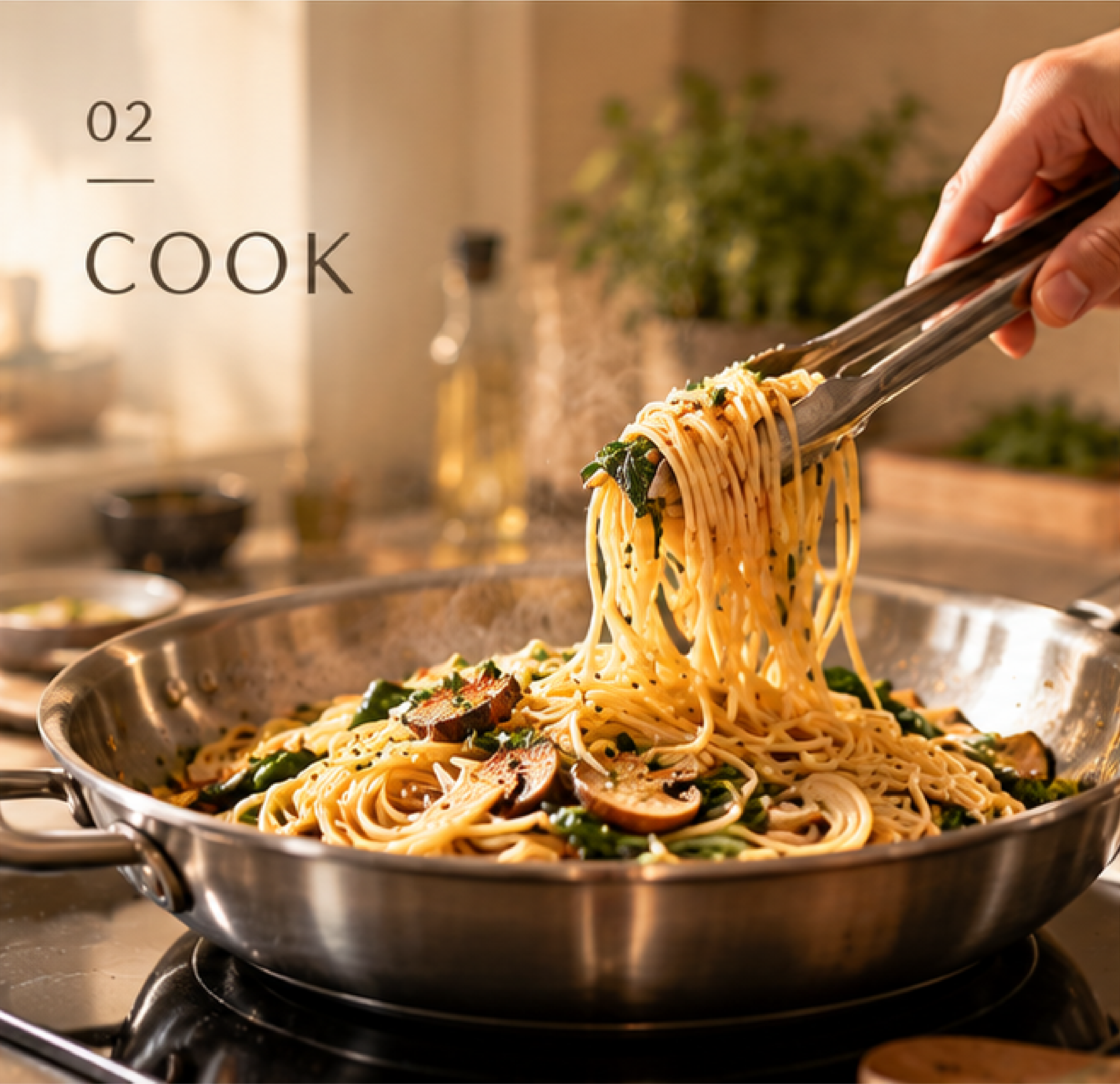 Cooking dinner at home