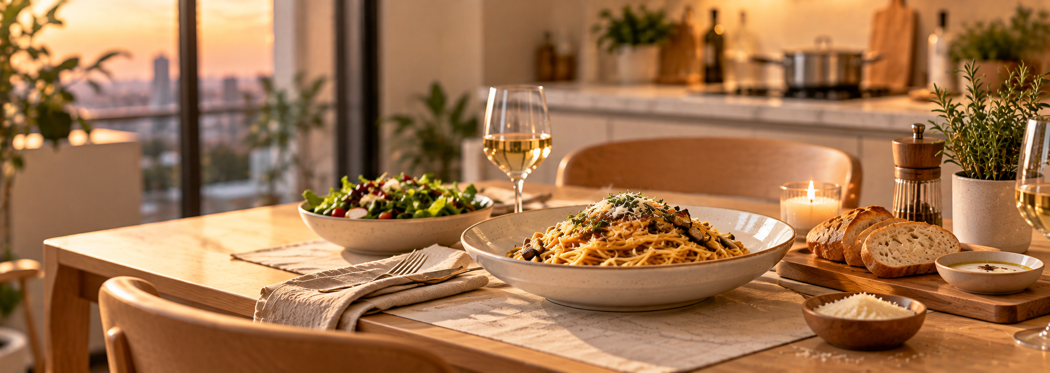 Weekend pasta dinner at home