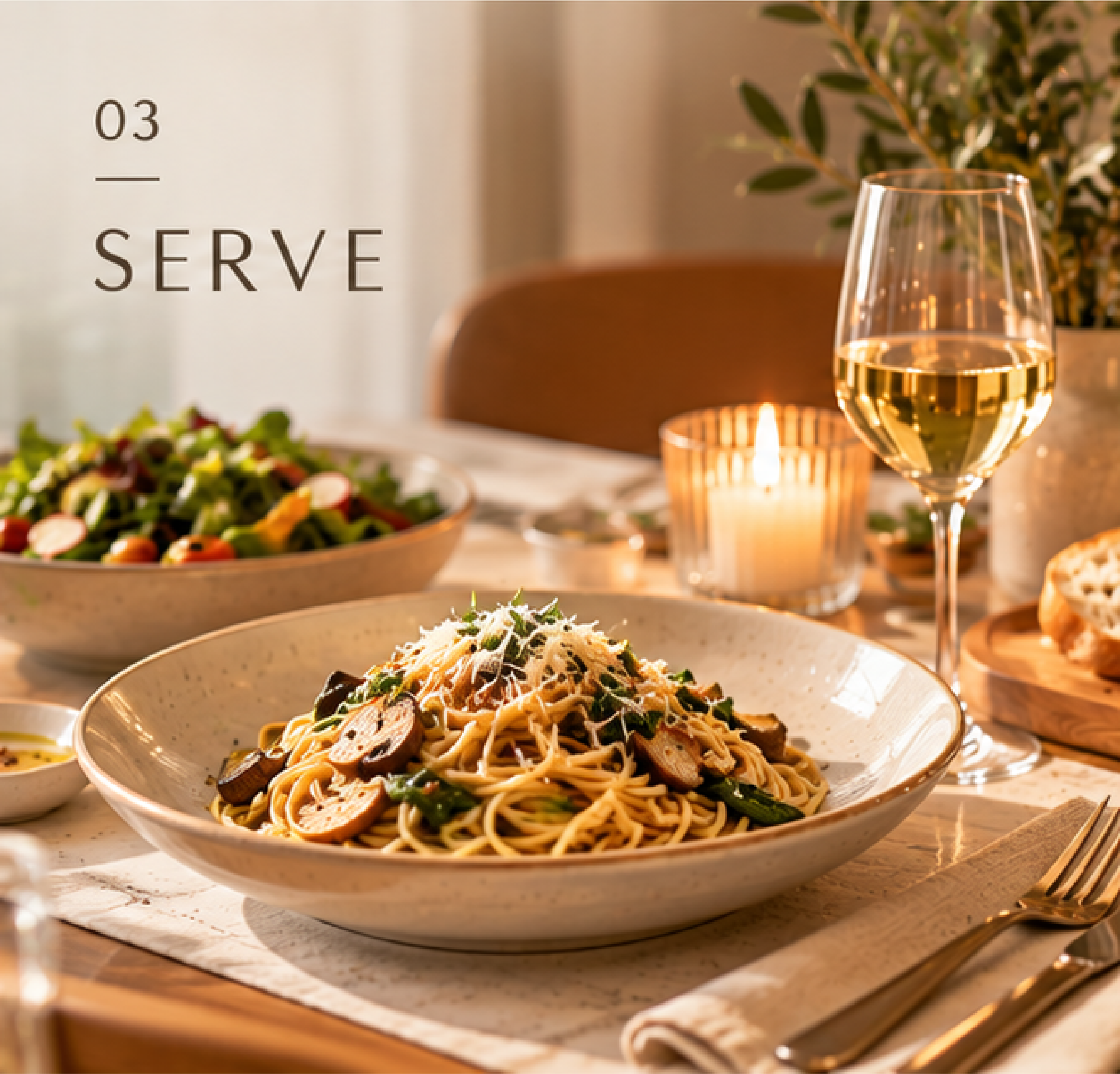 Serving dinner at the table